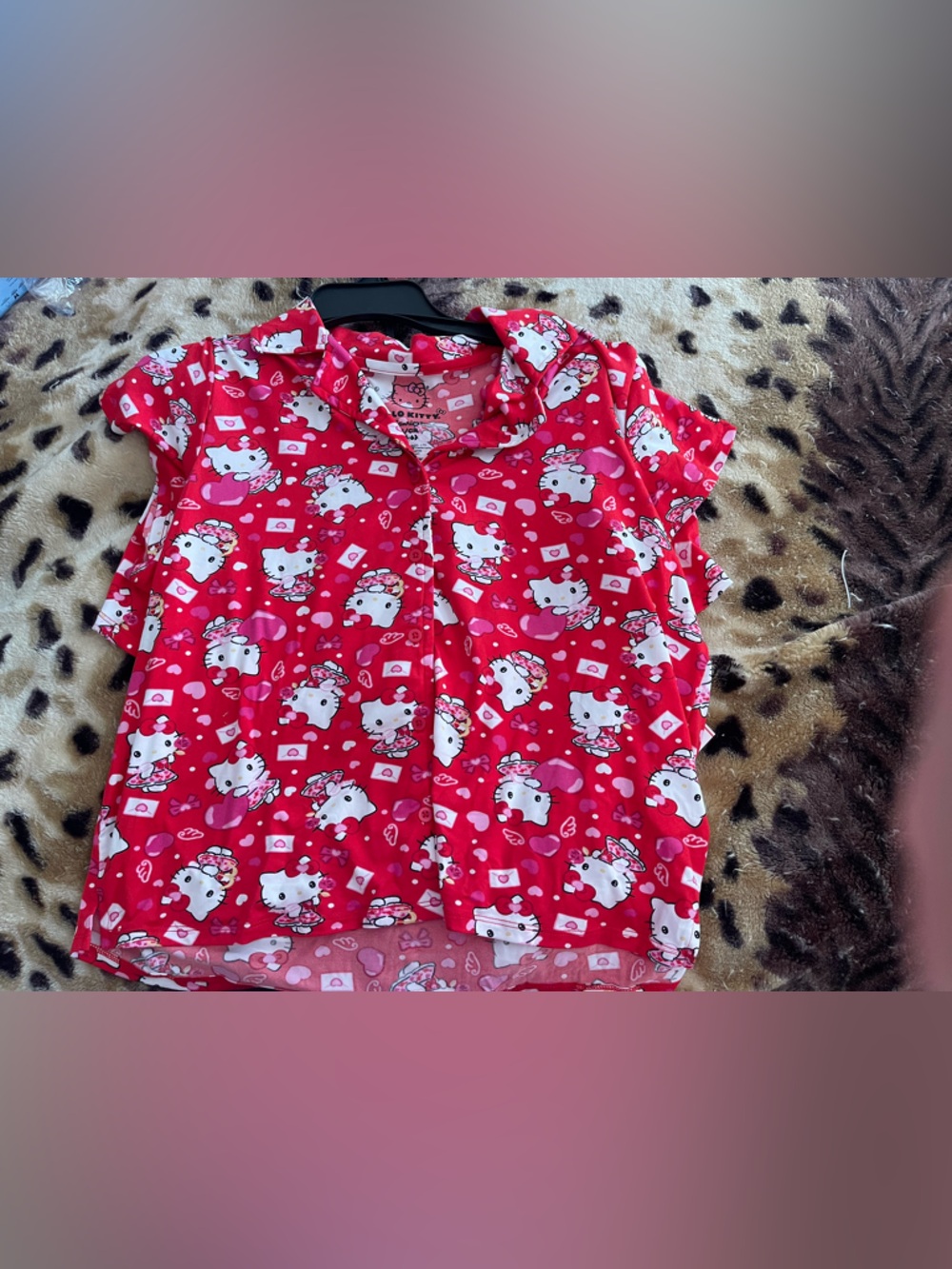 Sanrio Hello Kitty Red and White Short Sleeve Pajama Top